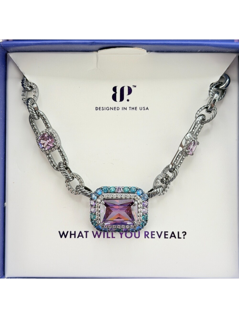 Bomb Party Exclusive Sirens FIZZTOPIA Necklace Amethyst, Tanzanite, & Paraiba - Picture 2 of 3